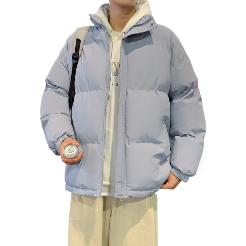 Stand Collar Cotton New Jacket for Men  Pure Color Fashionable and Trendy Casual Cotton Jacket for Men Top Bread Coat