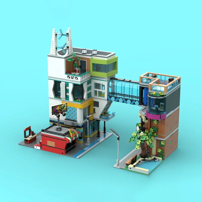 Street View Model Moc Building Blocks Central Street  Model Technology Brick DIY Assembly Construction Toy Holiday Gifts