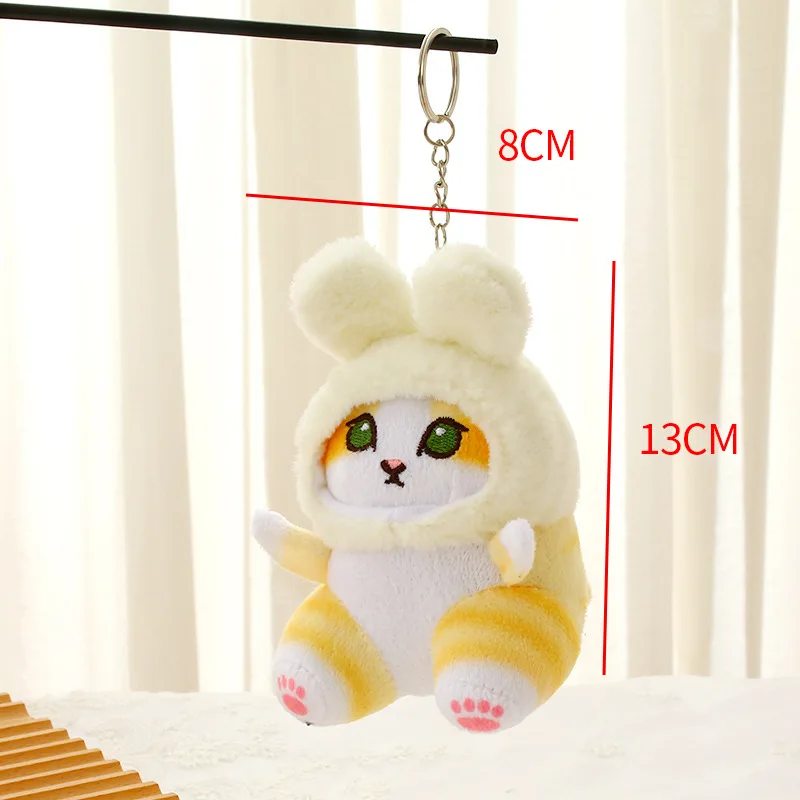 พวงกุญแจตุ๊กตาโมฟูแซนด์น่ารัก ฉลามแมวน่ารัก แต่งตัวเป็นกระต่าย การ์ตูนอนิเมะ จี้รูปซิปกระเป๋าเป้ ของขวัญวันเกิด