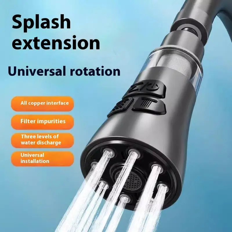 Universal Kitchen Sink Water Filter Faucet Extender 720° Rotatable Aerator Splash Filter Washbasin Faucet with Built-in Filter