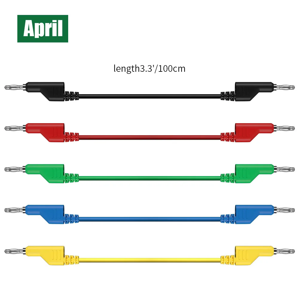 바나나 플러그-바나나 플러그 멀티미터 테스트 리드 케이블, 1m 길이, 5 가지 색상, 4mm, 5 개