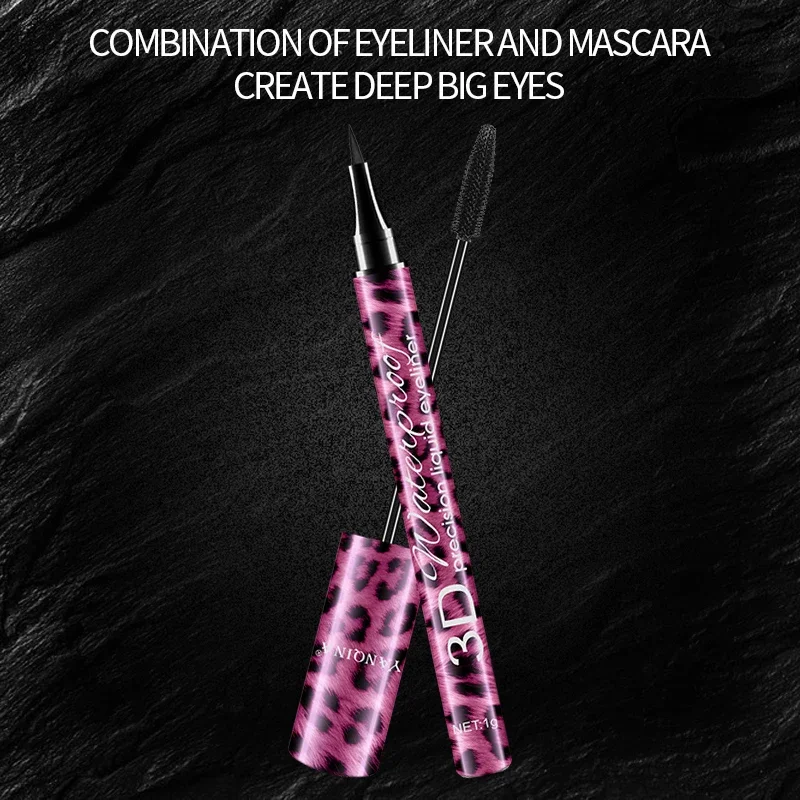 Crayon Eyeliner liquide 2 en 1 et ensemble de Mascara imperméable 4D, crayon à sourcils longue durée, Mascara à friser mince et Dense