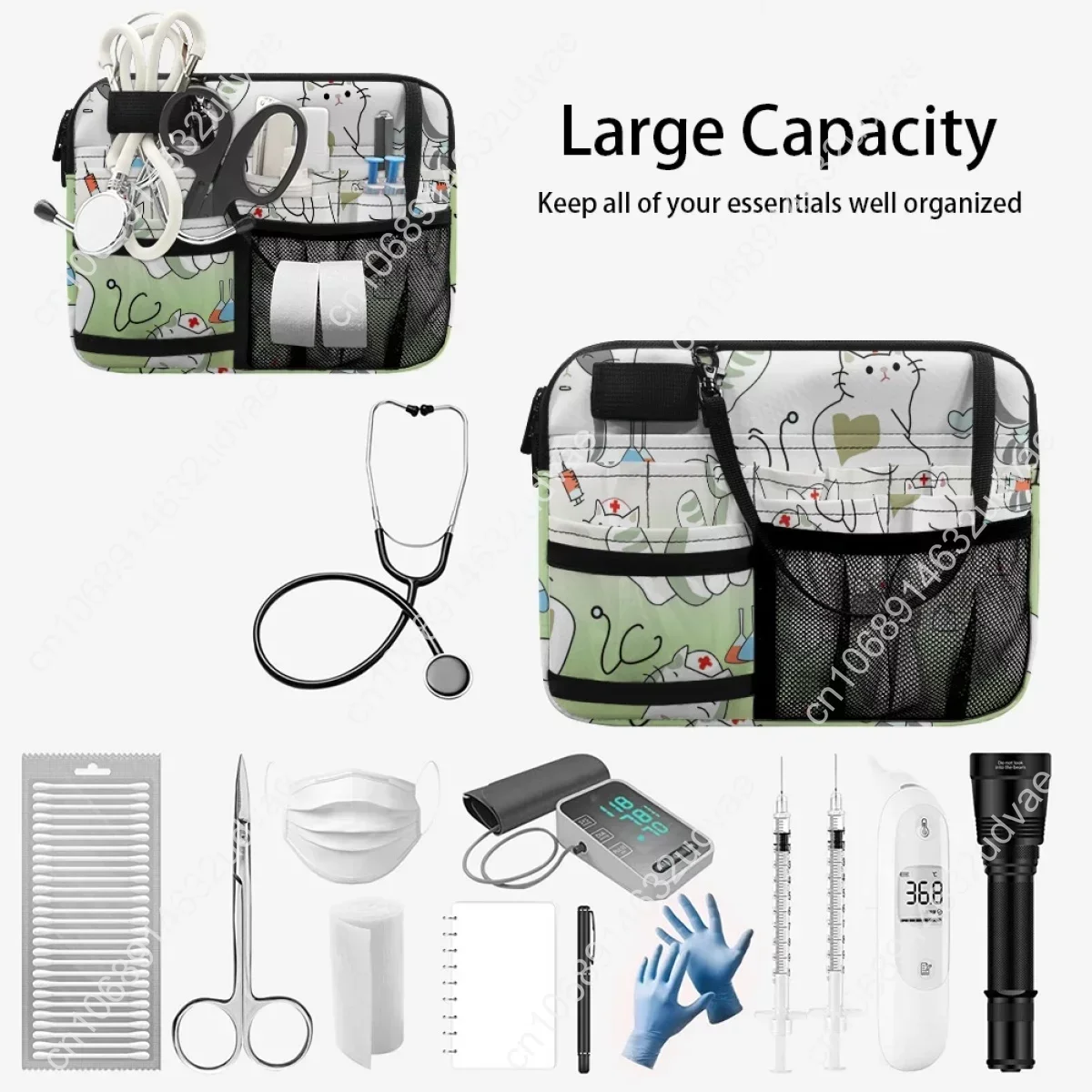 Kawaii Nurse Cat Designer Mesh Multi-Pocket Waist Bag Practical Hospital Work Portable Fanny Pack Organizer Pouch riñonera mujer