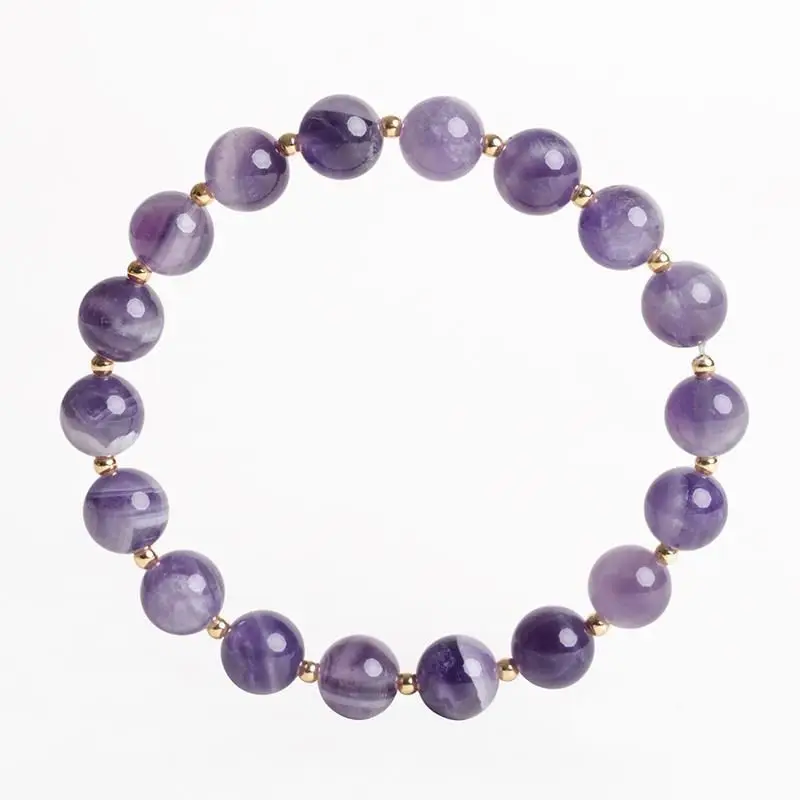 Nine Purple Fire Natural Amethyst Beaded Bracelet Advanced Sense Niche Light Luxury Jewelry Exquisite All-match Lucky HandString
