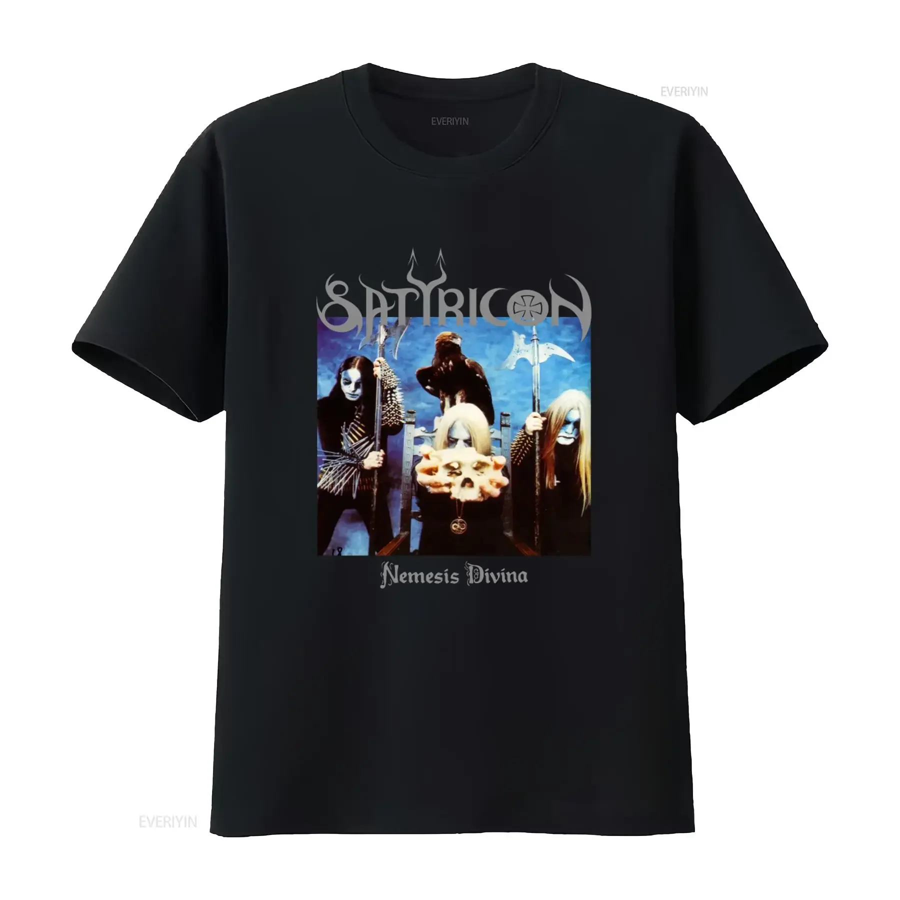 Camiseta vintage de la banda de black metal Satyricon Nemesis Divina 1996, tallas de EE. UU. S a 3XL, top vintage lavado y elástico para uso diario