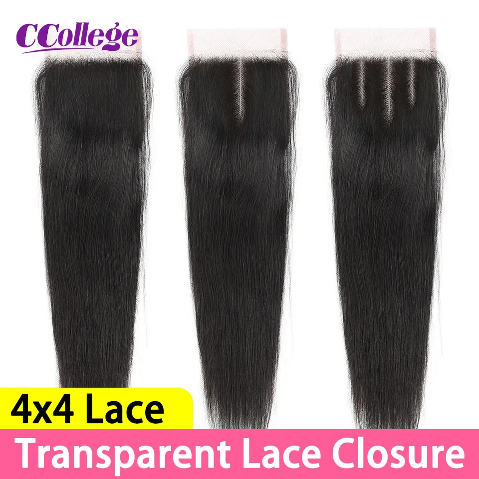 Straight Hair Transparent Lace Frontal Closure Only Natural Brazilian Human Hair Middle Part 4x4 Lace Closure 13x4 Lace Frontal