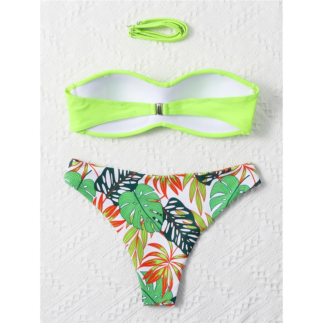 Bikini mit Blumenmuster, Push-up-Badeanzug, Damen-Badebekleidung, zweiteiliges Bikini-Set mit BH-Einlagen, Badeanzug, Badebekleidung, Modell V6296. – Detail 38