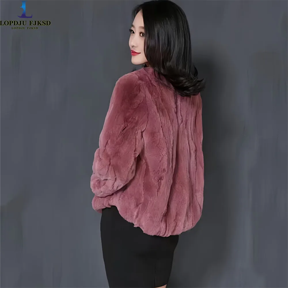 

Real Rex Rabbit Fur Coat for Women,Covered Button Overcoat,Thick Warm Female Clothing,Korean,Winter High Quality Jacket,New