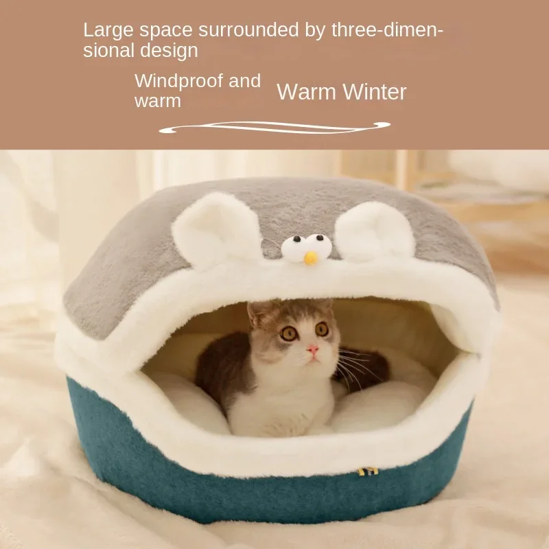 

Winter Warm Cute Cat Bed Comfortable Basket For Cats Cozy Kitten Lounger Cushion Washable Pet House Cat Supplies Remove