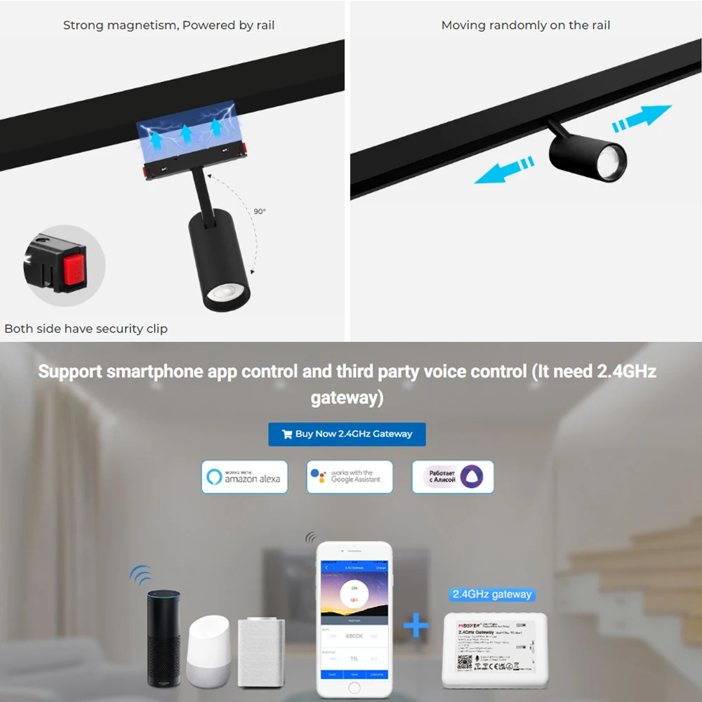 Imagem -04 - Dual White Rgb Mais Cct Track Led Spotlight Magnético Zigbee 3.0 Mais 2.4g Brilho Luz de Teto Inteligente dc 48v 6w 12w 25w