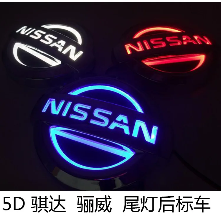 5D Led Light Car Rear Trunk Emblem Badge 10.6cm 11.7cm for Nissan Sentra Sylphy Qashqai Tiida Livina Altima Juke Patrol X-trail