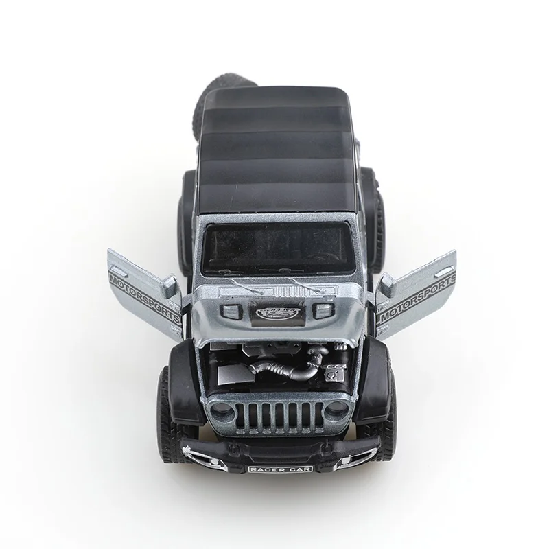 (포장됨) 1/36 클로즈드탑 랭글러 오프로드 차량, 다이캐스트 금속, 남자아이 장난감, 네 개의 문 열림 가능, 강력한 풀백 메커니즘.