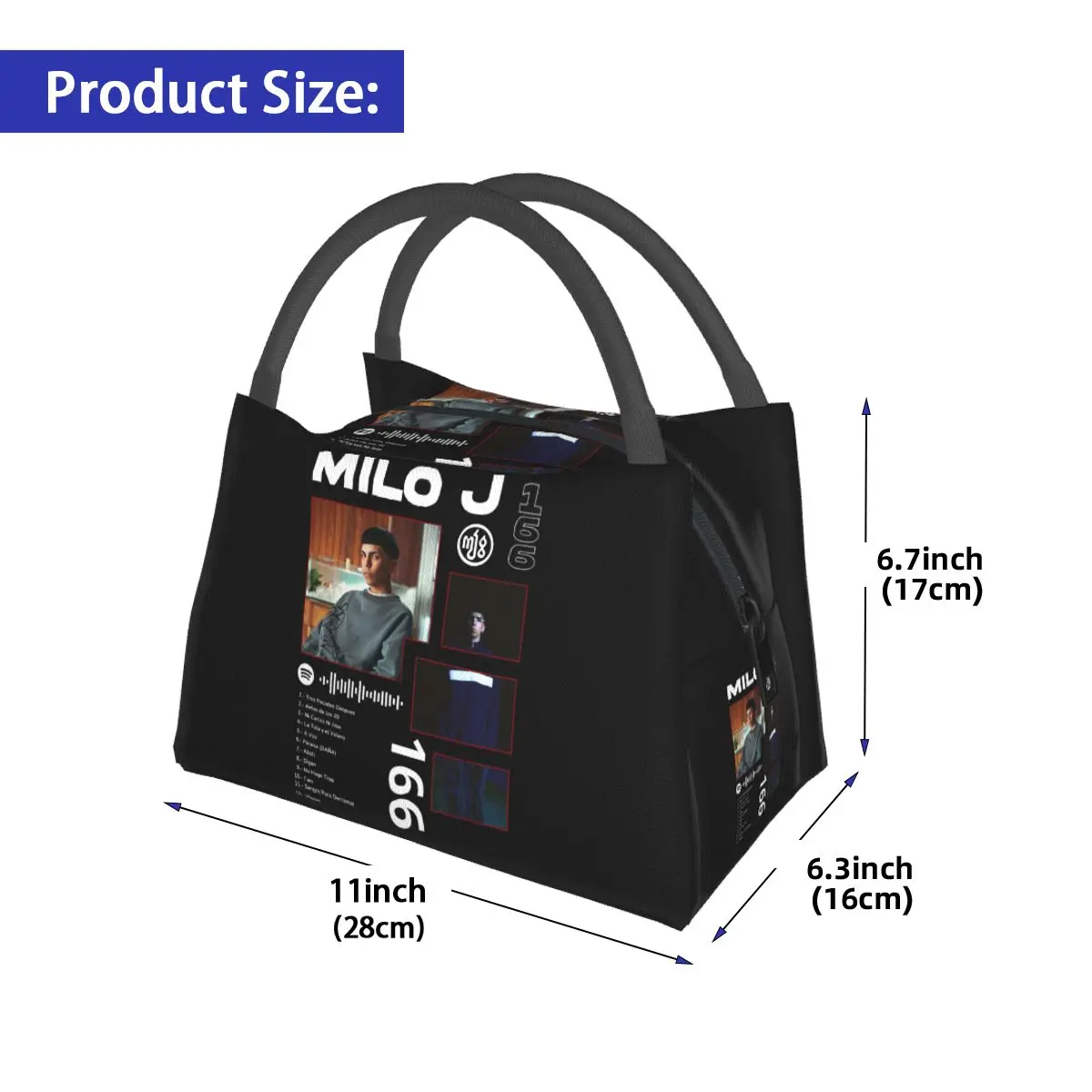 Rapper Milo J 166 Album Deluxe Insulated Lunch Bag for Women Picnic Storage Food Boxes Container Cooler Thermal Lunch Box Tote