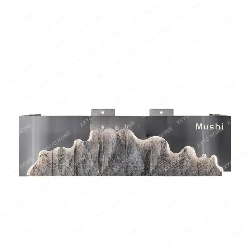 A Y17 stainless steel checkout page Industrial style restaurant Bar counter Company reception desk PU imitation stone front desk