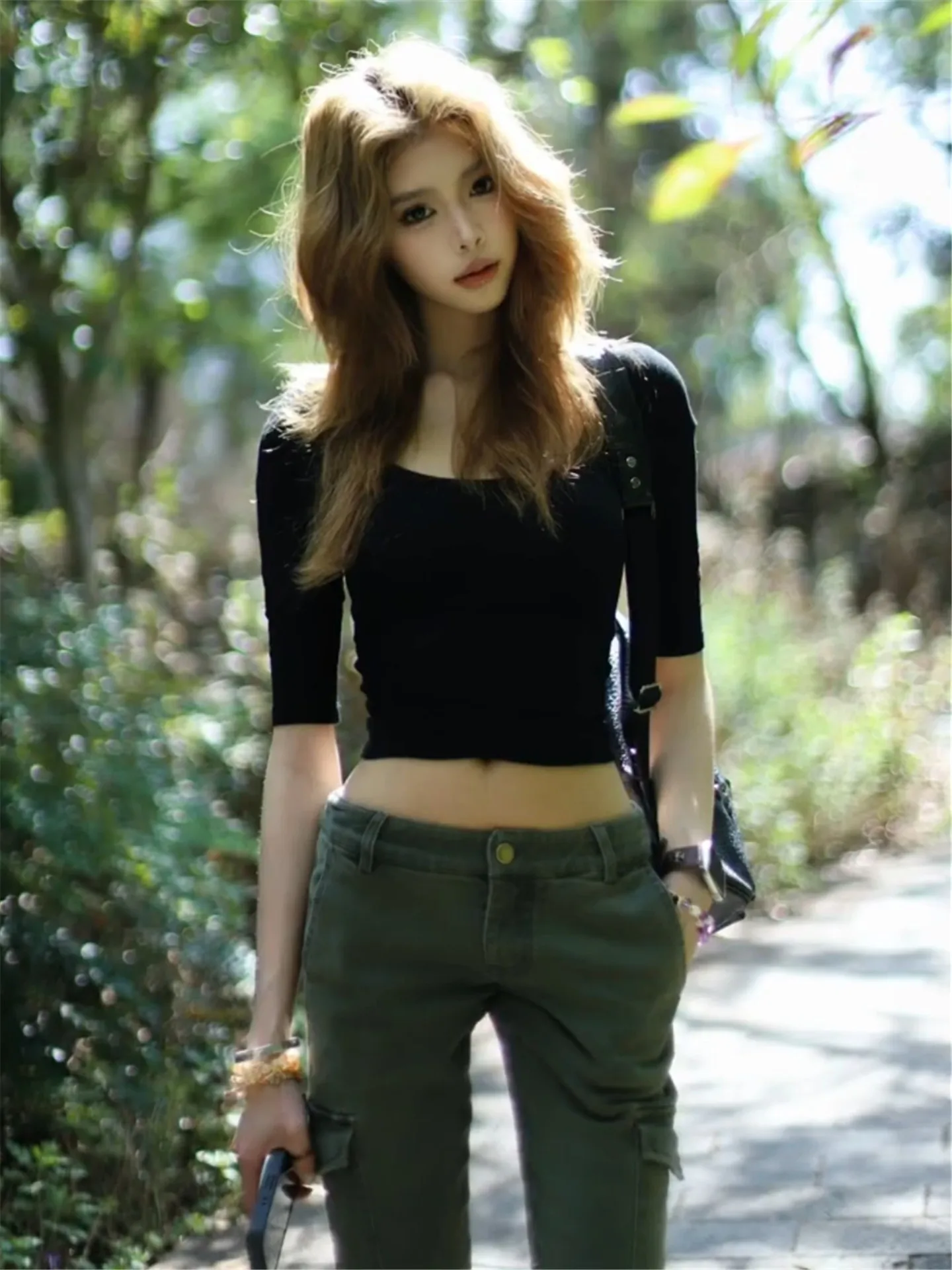 

Ретро-джинсы женские американские, цвета хаки, с низкой посадкой, длинные, расклешенные, на высоком каблуке, облегающие, для смелых девушек