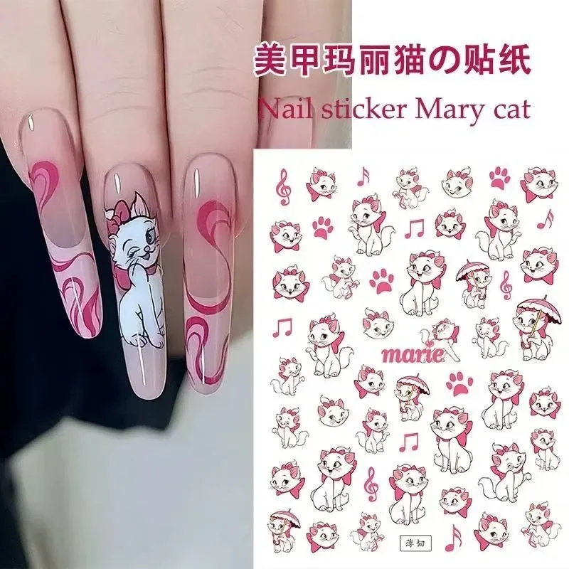 Cute Pink Cat Nail Stickers Decoration Nail Mary Cat Stickers The Aristocats Meow Meow Cartoon