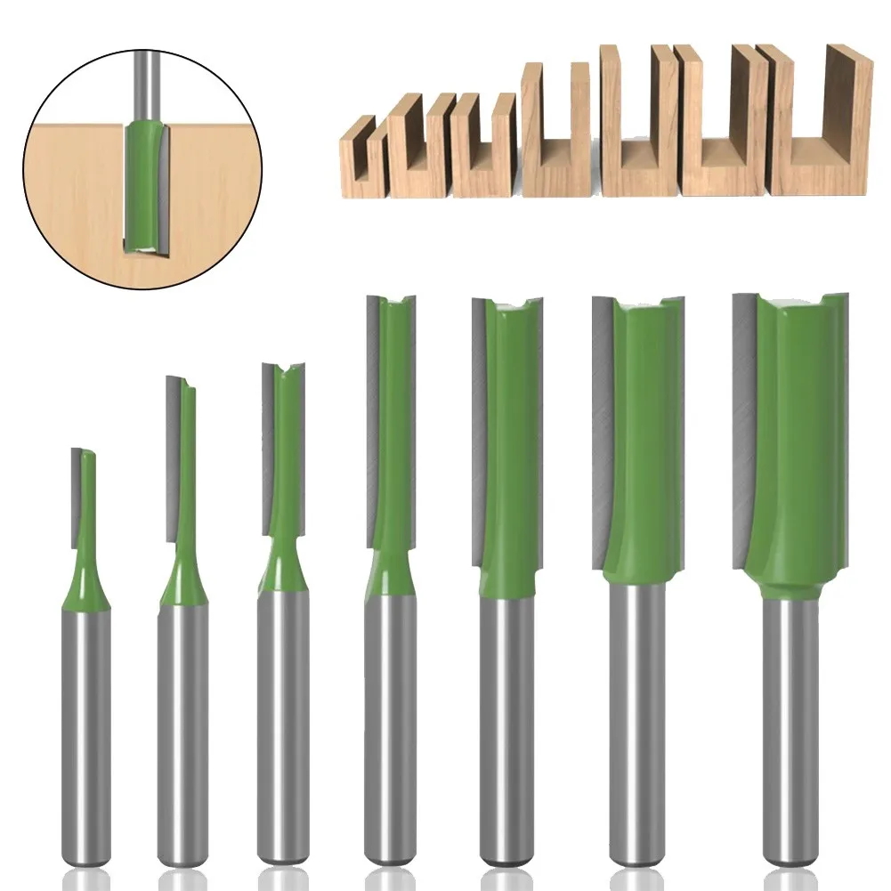 1pc 6MM Shank Milling Cutter Wood Carving Single Double Flute Straight Router Bit For Furniture Making Woodworking Tools
