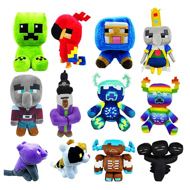 2025 New Sale! Minecraft Plush Steve Spider Zombie Horse Parrot Dolphin Animal Soft Plush Toy Pixel My World Doll Children Gifts