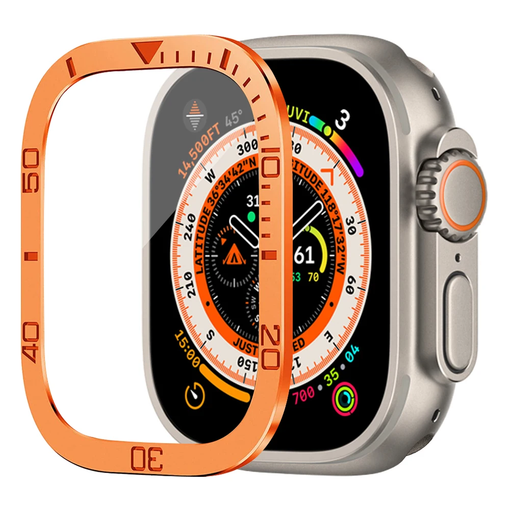 Gehärtetes Glas für Apple Watch Ultra 3 2 49 mm Displayschutzfolie, kratzfest, HD-Vollfolie, Metall-Stoßfänger, iWatch 49 mm Zubehör
