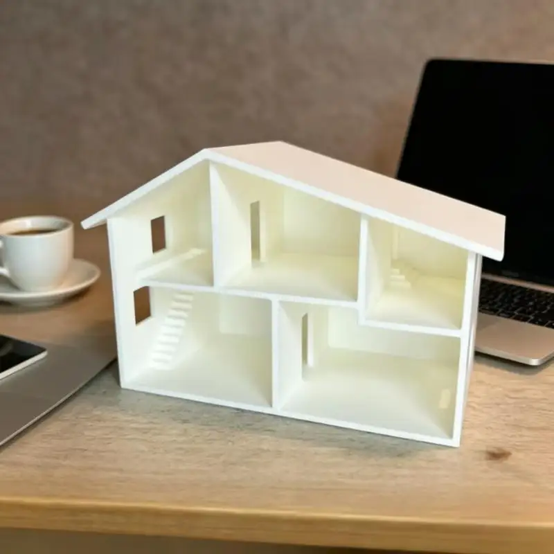 Hot Sale Unfinished White Miniature Dollhouse Model Multiple Rooms Smooth Surface For DIY Craft Kids Play