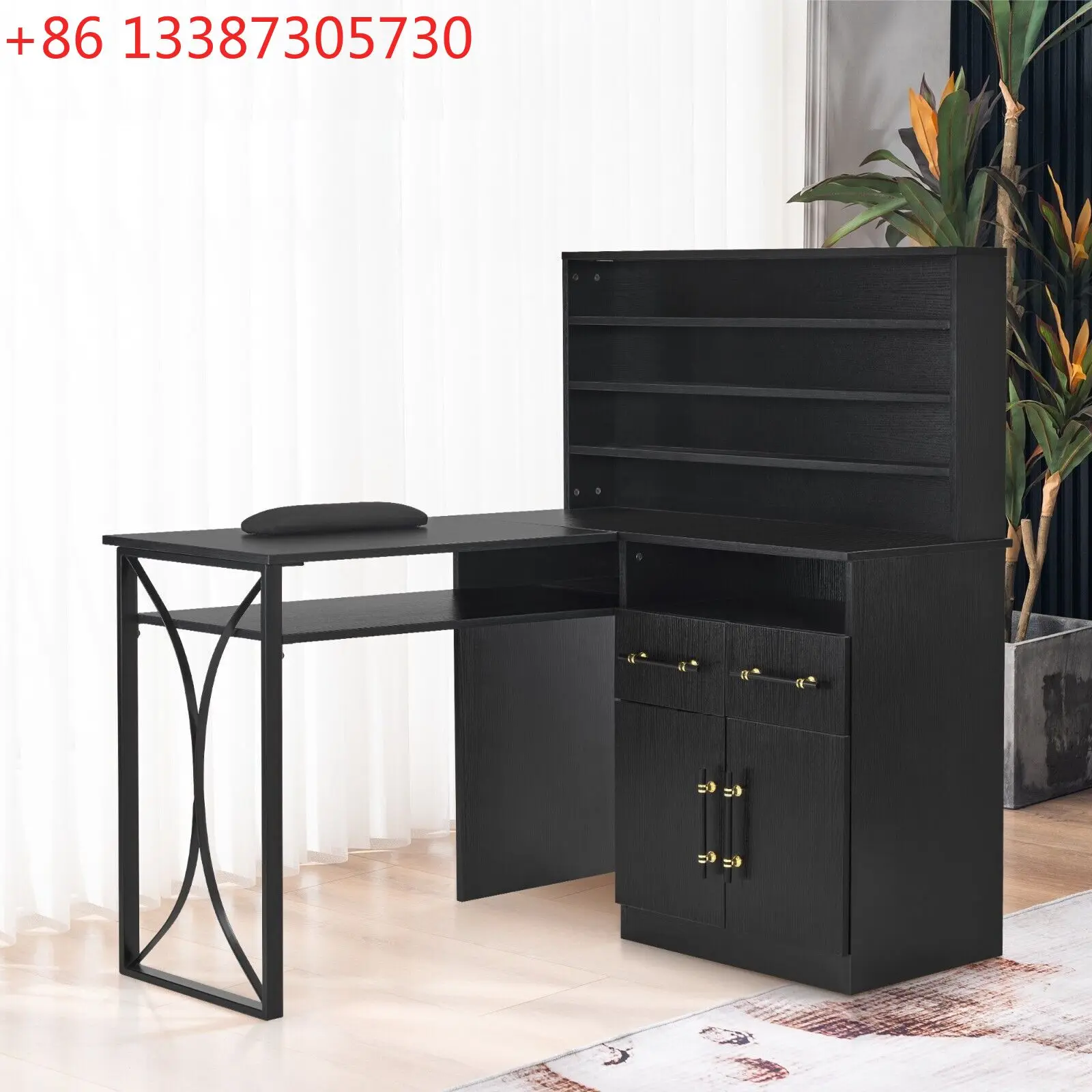 

L-shaped nail table for storage manicure table with large storage drawers manicure table