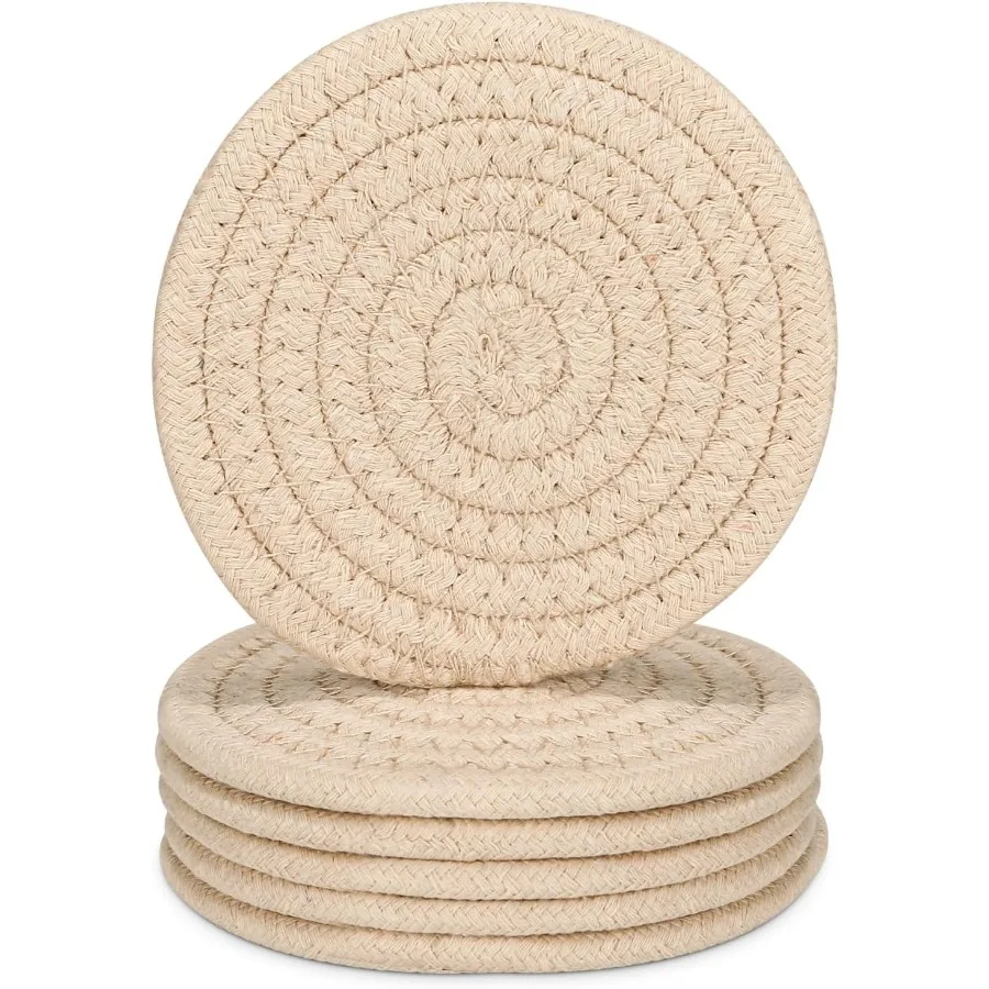 

6 шт. подставки для напитков, впитывающие подставки для напитков, хлопковая тканая подставка для декора столовой, коврик для чашки на новоселье для горячей коллекции