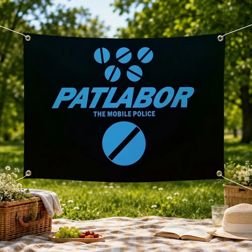 Anime Patlabor Mecha Police Classic Flags Wall Hanging Flag Banner for Bedroom Dorm Party Festival Camping Indoor Outdoor Decor