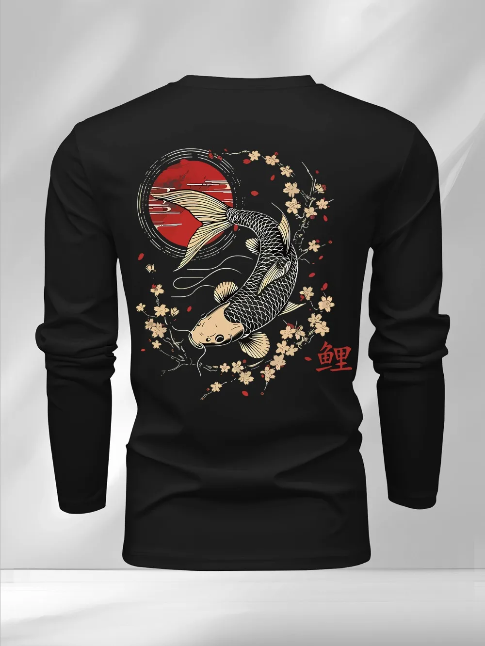 Japanese Ukiyo-e Fish 3D Print Sports Breatha Quick-dry Men's Long-sleeved T-shirt Outdoor Leisure Fashion Parent-child Clothing