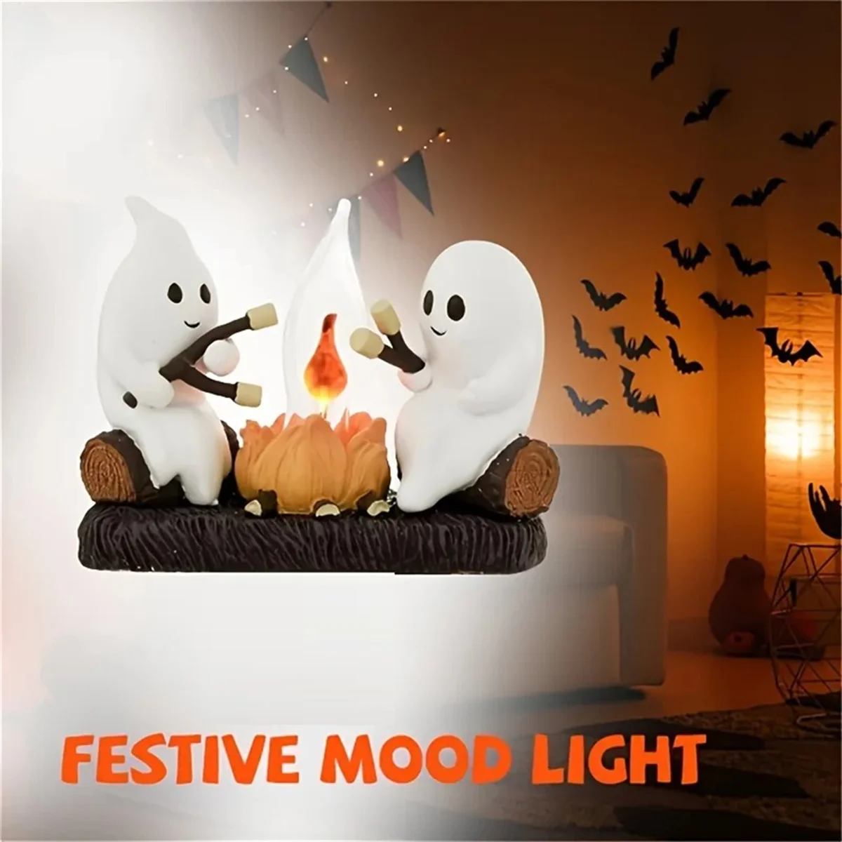 Ab06 fantasma fogueira cintilação luz noturna 3d fogueira fantasma nightlight fantasmas assar fogueira s'mores cintilação chama luz