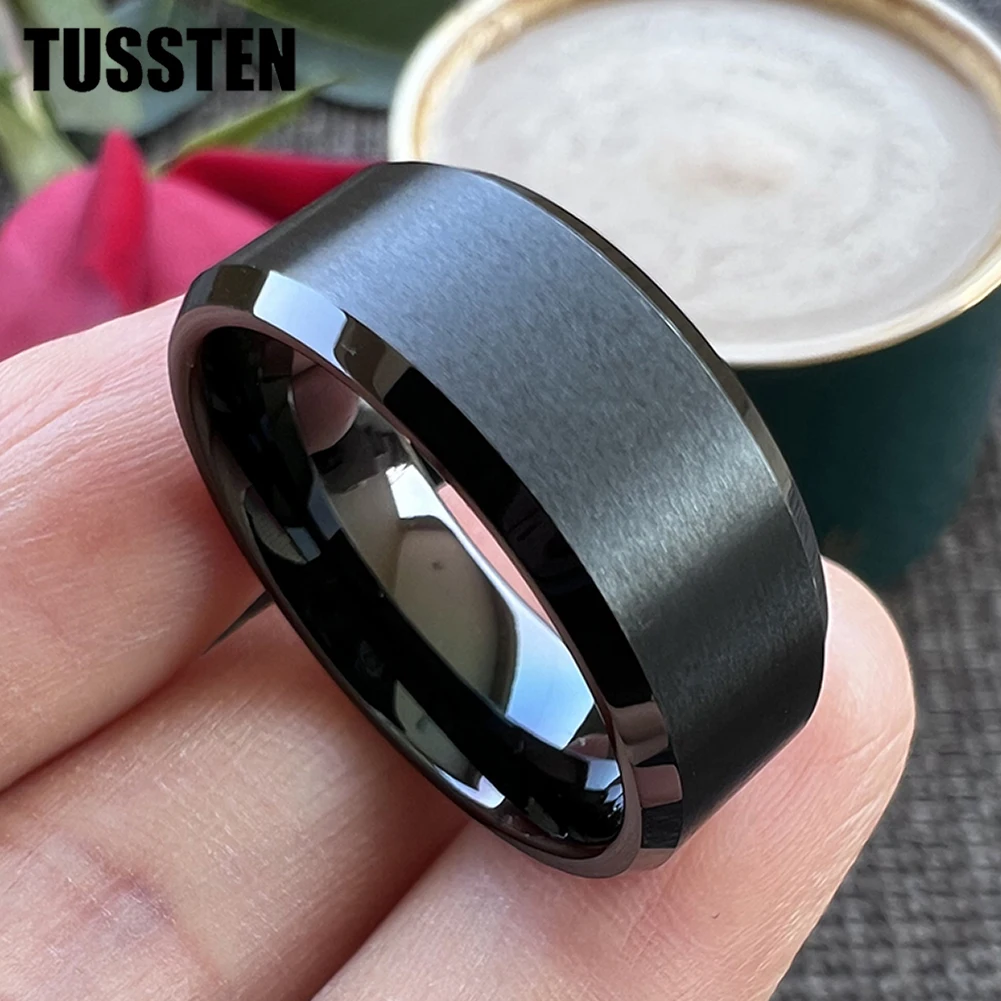 

Dropshipping TUSSTEN Classic Men Women Tungsten Carbide Ring Wedding Band Satin Finish Bevel Edges 6MM/8MM Available