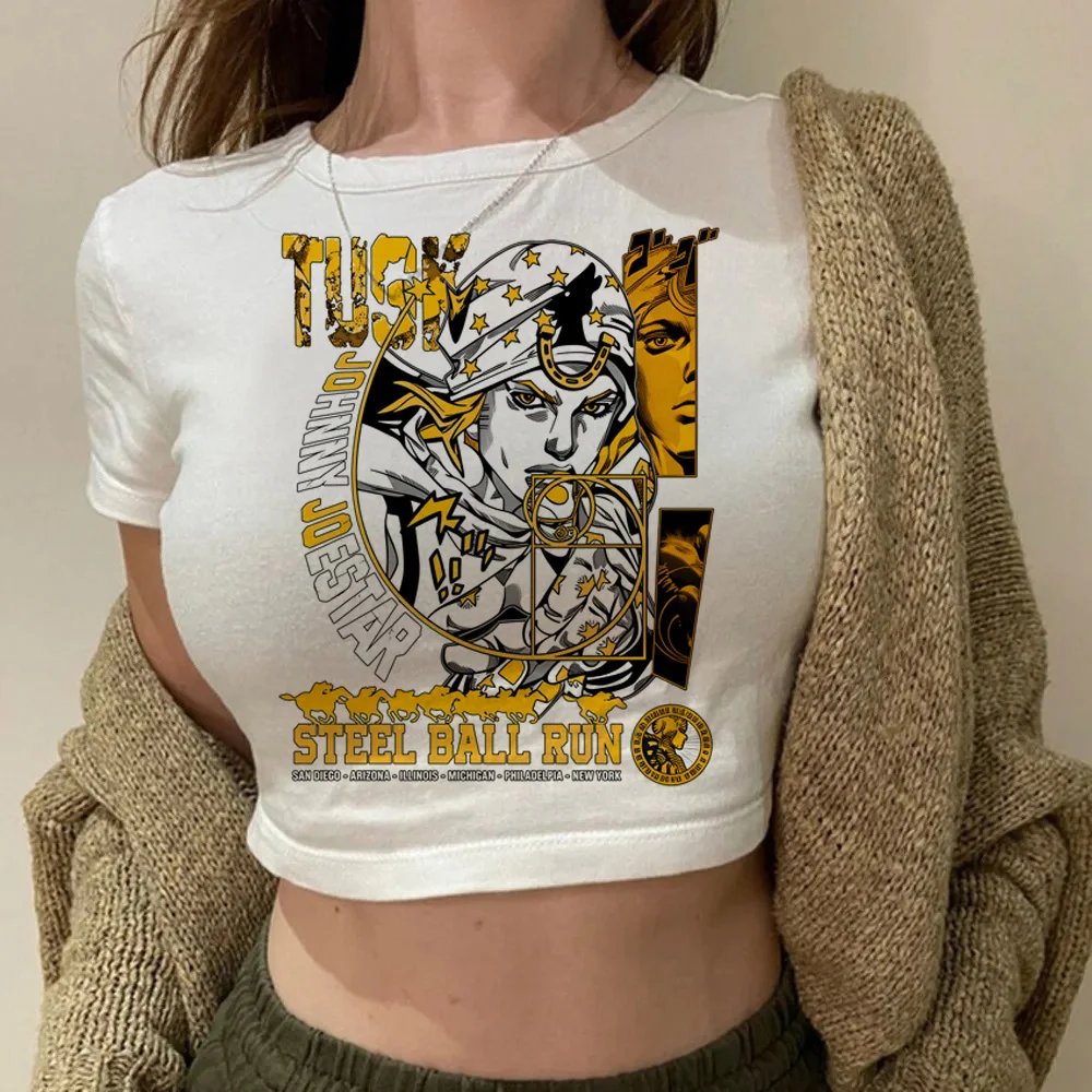 Steel Ball Run Jojo Bizarre Adventure cropped top female dollette goth streetwear emo t-shirt y2k manga 2000s clearance sales