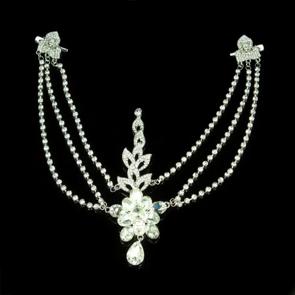 

Хрустальная цепочка на лоб, украшение для головы для женщин, из сплава, свадебный головной убор, для вечеринок, выпускных, танцев, шоу, конкурсов красоты, нарядное украшение