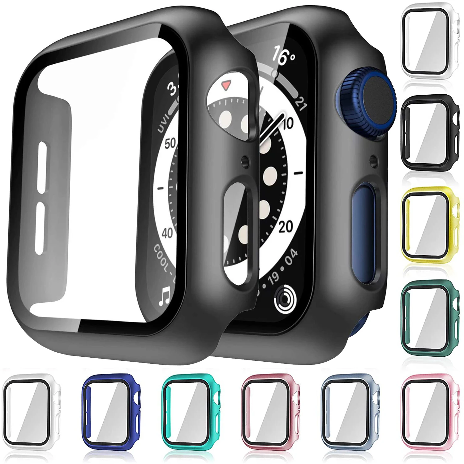 Szkło + etui do Apple Watch Serie 6 5 4 3 2 1 SE 44mm 40mm iWatch etui 42mm 38mm osłona ekranu zderzaka + osłona zegarka akcesoria