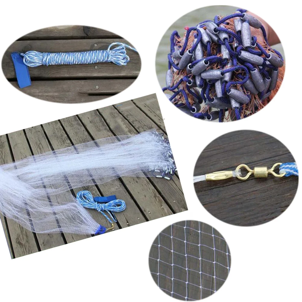 

High Strength Nylon Monofilament Hand Throw Fishing Net Small Mesh Galvanized Iron Weight Sink Faster Loop-Free