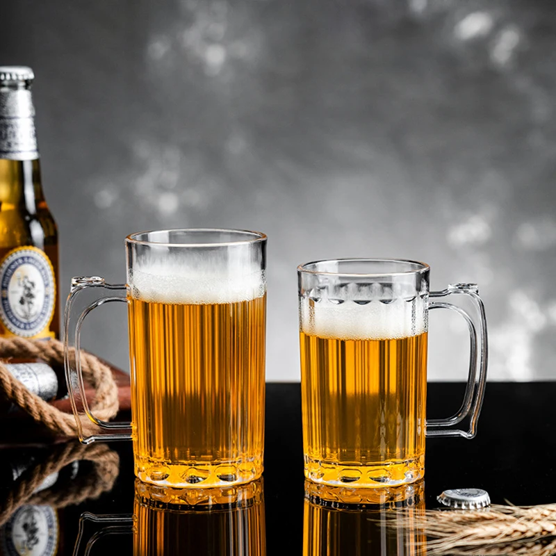 Acrylic Beer Cup Household Mug Mugs Drinking Glasses Handles Milk Coffee Juice Water Cup Barware Drinkware For Home Party Bar Ka