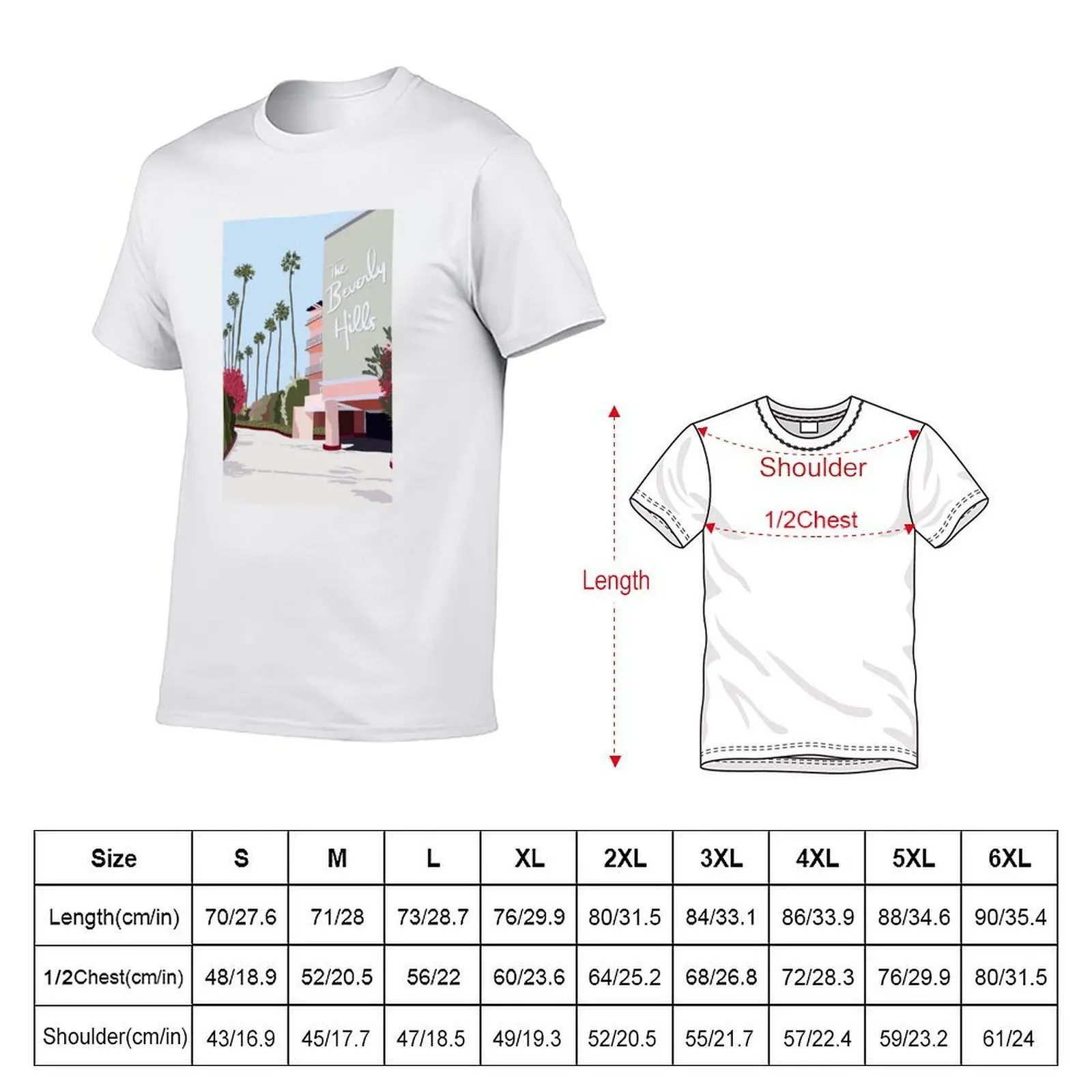 The Beverly Hills Hotel T-Shirt anime tshirt oversizeds mens white t shirts