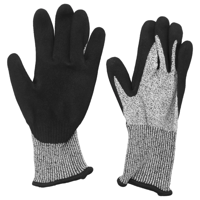 Level 5 Cut Resistant Gloves 3D Comfort Stretch Fit, Durable Power Grip Foam Nitrile, Pass Fda Food Contact, Smart Touch, Thin M