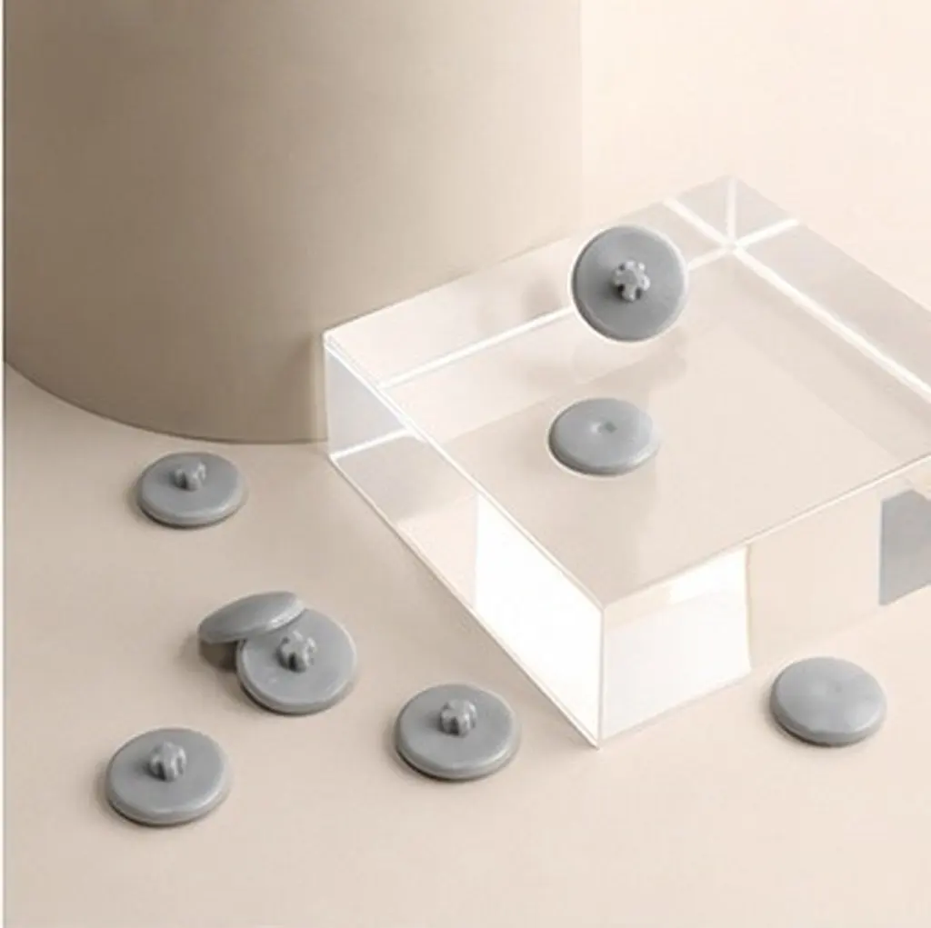 500pcs Plastic Screw Caps for Furniture – Self-Adhesive Foldable Snap-On Bolt Covers, Grey Decorative Protection Caps