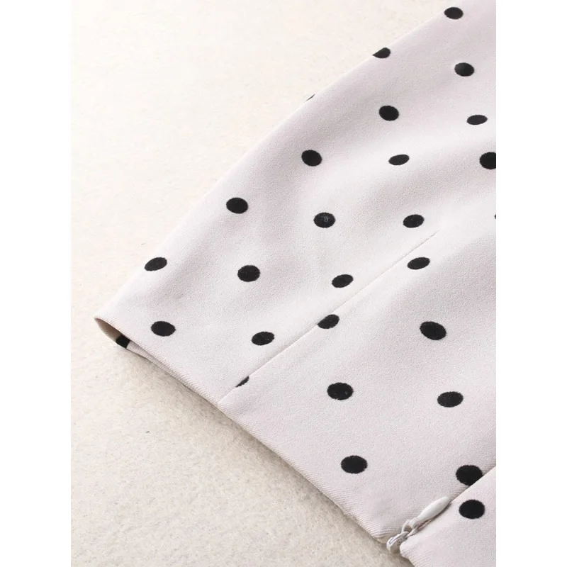 تنورة بولكا دوت ميدي للنساء، تنورة ضيقة شتوية أنيقة ذات ثنيات، تنورة بدلة أنيقة