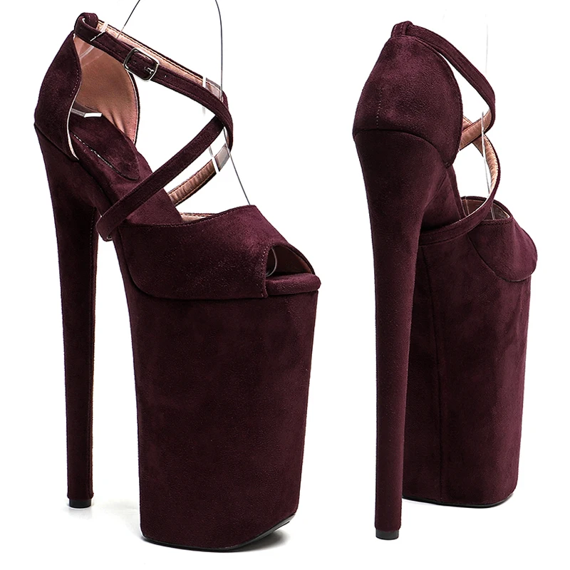 Leecabe 26CM/10inches Suede Upper sexy Exotic High Heel Platform Party Sandals Stripper Heel Pole Dance Shoes