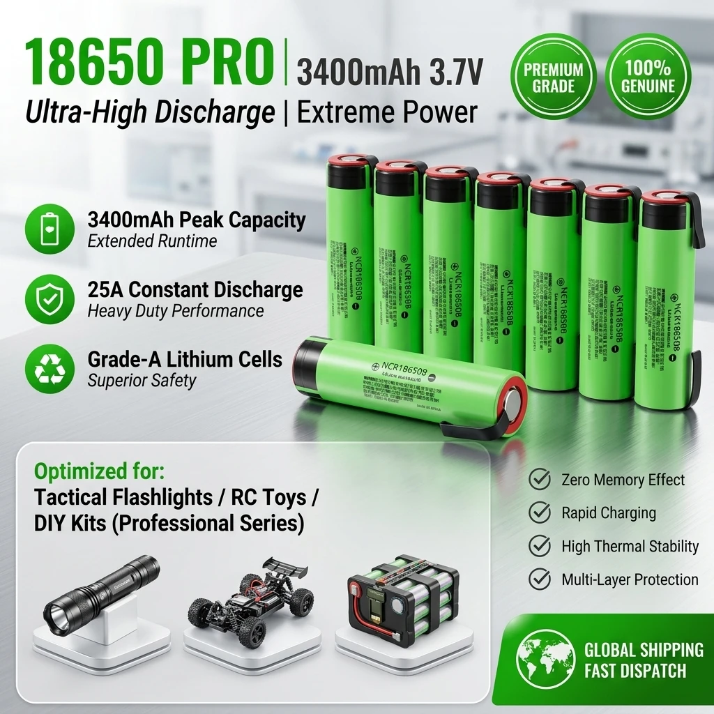 Neue Original 18650 NCR18650B Schnellladende Lithium-Ionen-Batterie 3,7V 3400mAh Große Kapazität Batterie Geeignet für Taschenlampen und Spielzeugbatterien