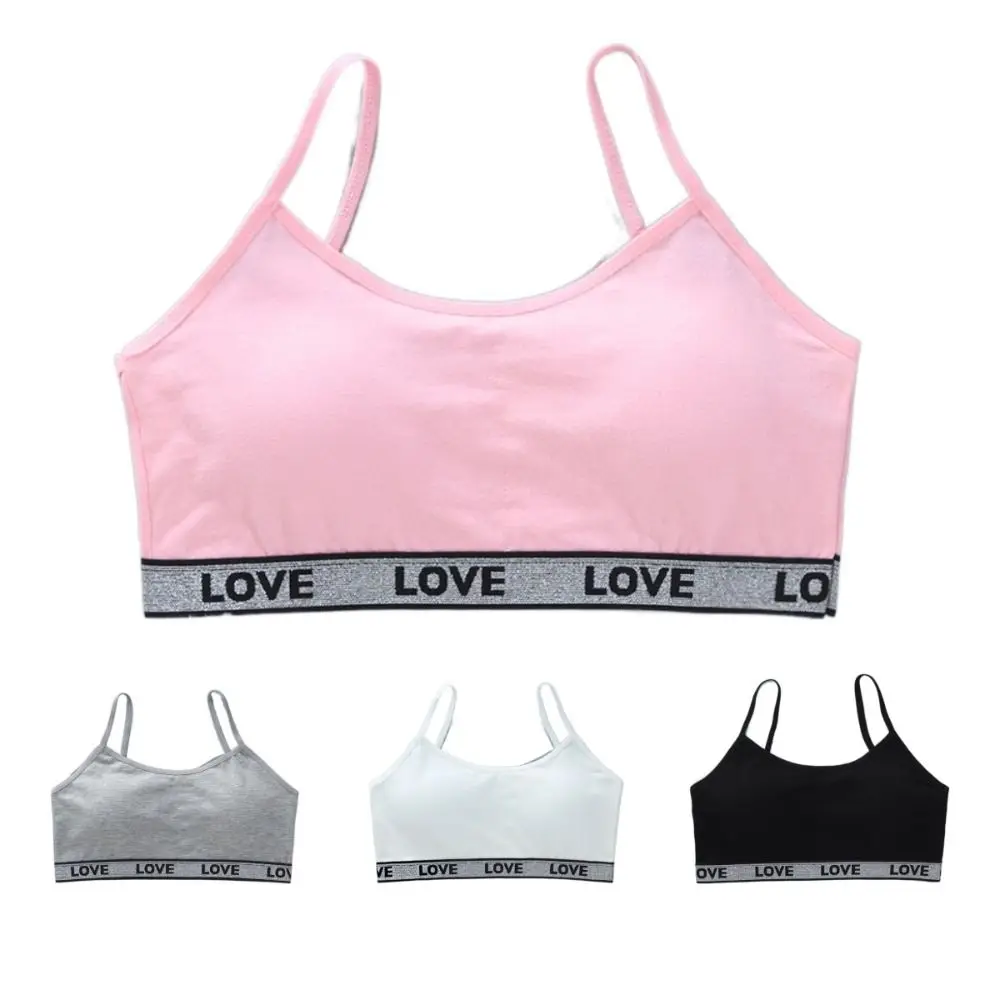 New Cotton Girls Training Bras Elastic Breathable Teenage Girl Brassiere Removable Sponge Cup Girl Sports Bra Developmental Bras
