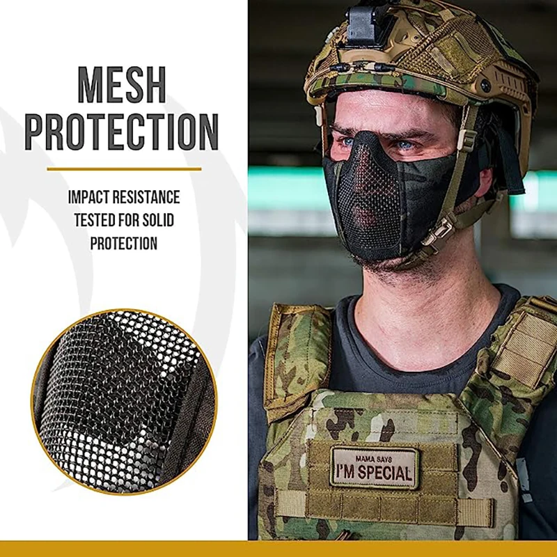 ONETIGRIS Men Half Face Airsoft Paintball Mask Nylon Ear Protection Portable Foldable Breathable Outdoor Apparel Accessories