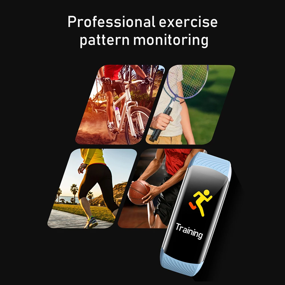 Pulsera inteligente C5S IP67 compatible con frecuencia cardíaca, presión arterial, medición de oxígeno en sangre, recordatorio de llamadas, 3 modos deportivos para hombres y mujeres