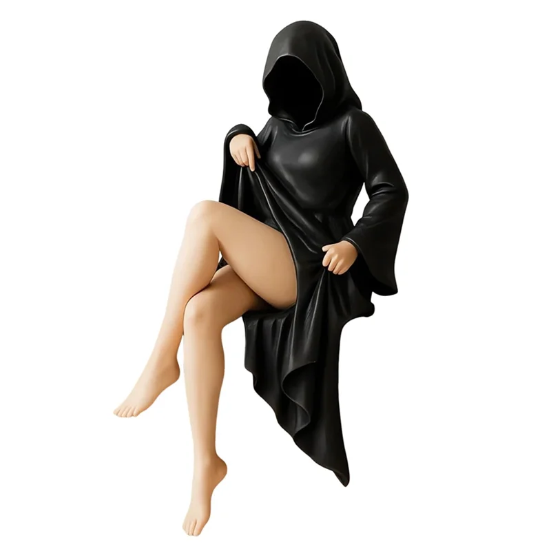 

Mysterious Black Robe Figure Sculpture, Gothic Statue For Home Garden Decor,Small Elegant Halloween Statues