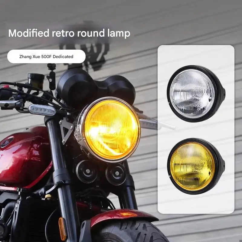 For ZXMOTO 500F, we offer a retro round lamp yellow and white LED headlight assembly as well as front vehicle lighting accessori
