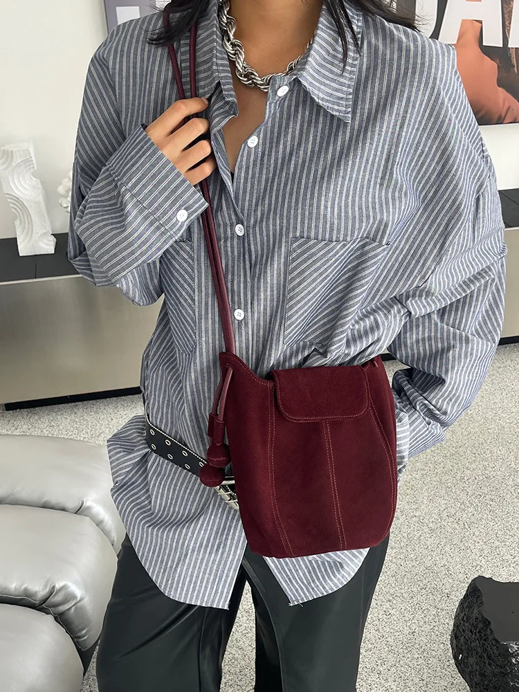 Soft Leather Shoulder Bag for Women Vintage Saddle Purse Crossbody Boho Handbag Genuine Suede Tassel Bag Ladies Casual Vintage