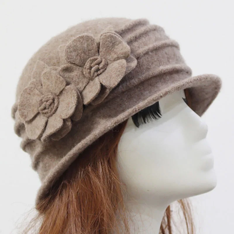High Quality 100% Wool Fashion New Vintage Women Ladies Floppy Fedora Hat mom hats for autumn and winter solid warm cap 6 colors