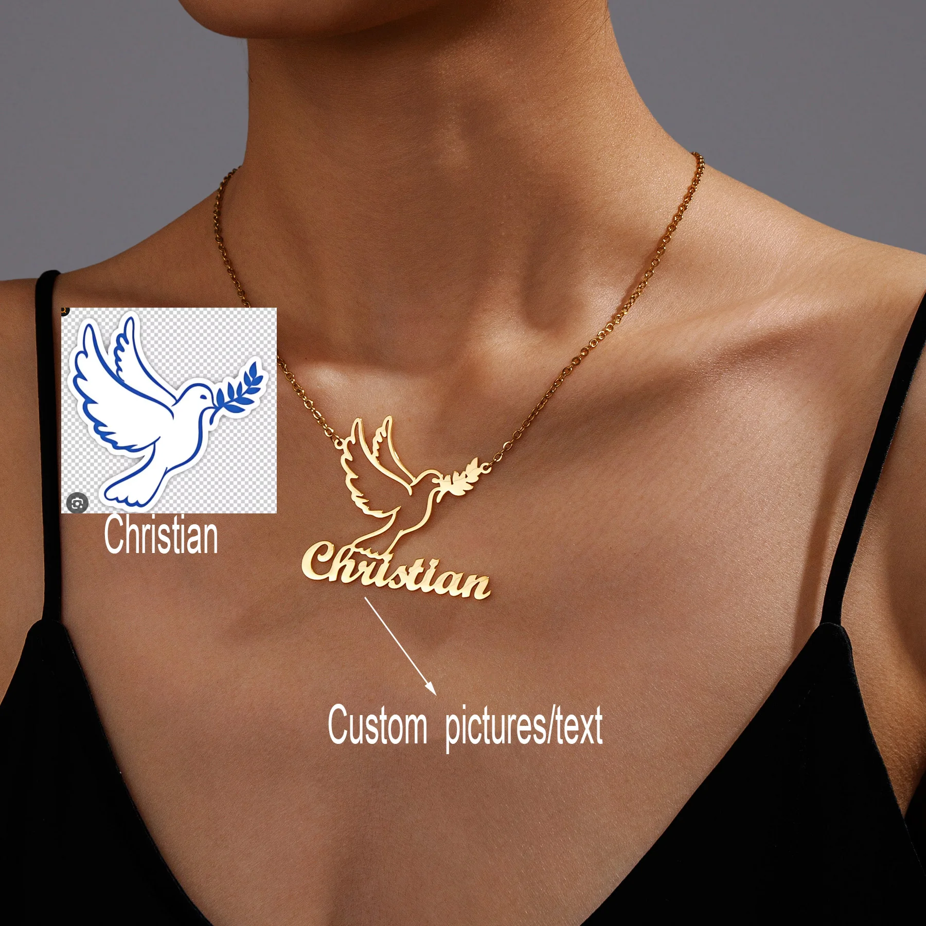 

Customized Photo Pictures Necklace Personalized Hand-painted Logo Number Lucky item Design Sign Name Photo Necklace Pendant Gift