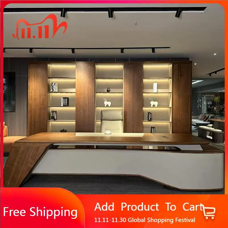 Segretario moderno Scrivania da ufficio Esecutive Scaffale minimalista di lusso Scrivania da ufficio Mobili da ufficio insoliti in legno di alta qualità